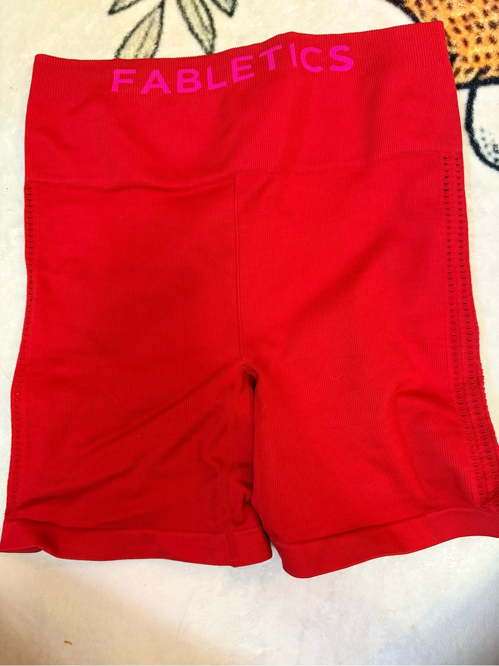 Fabletics Bright Red Seamless High-Rise Bike Shorts